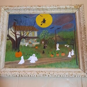 Halloween Night Haunted House Art/Altered Art